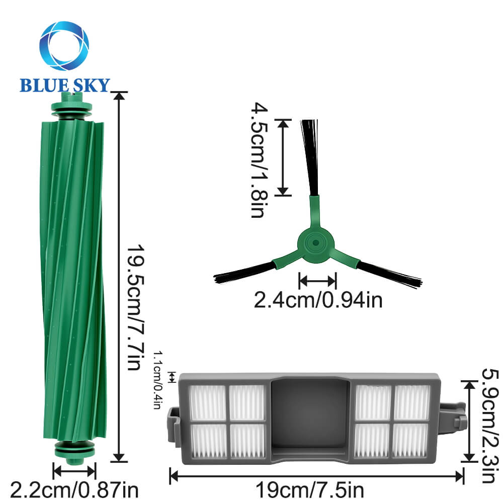 Size of Robot Vacuum Parts Roller Brush Mop Pads Hepa Filters Side Brush for IRobots Roombas Series 205 吸尘器零件的详细信息 IRobots Roombas 系列 205 的机器人真空零件滚刷拖把垫