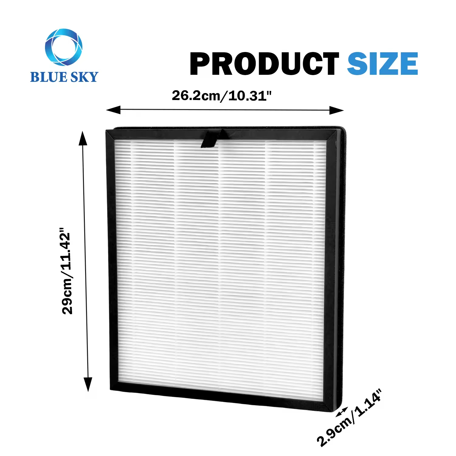 Size of 3-in-1 True HEPA Activated Carbon Replacement Filter HAP603 Compatible with ECOSELF HAP603 3 合 1 真正 HEPA 活性炭替换过滤器 HAP603 与 ECOSELF HAP603 兼容