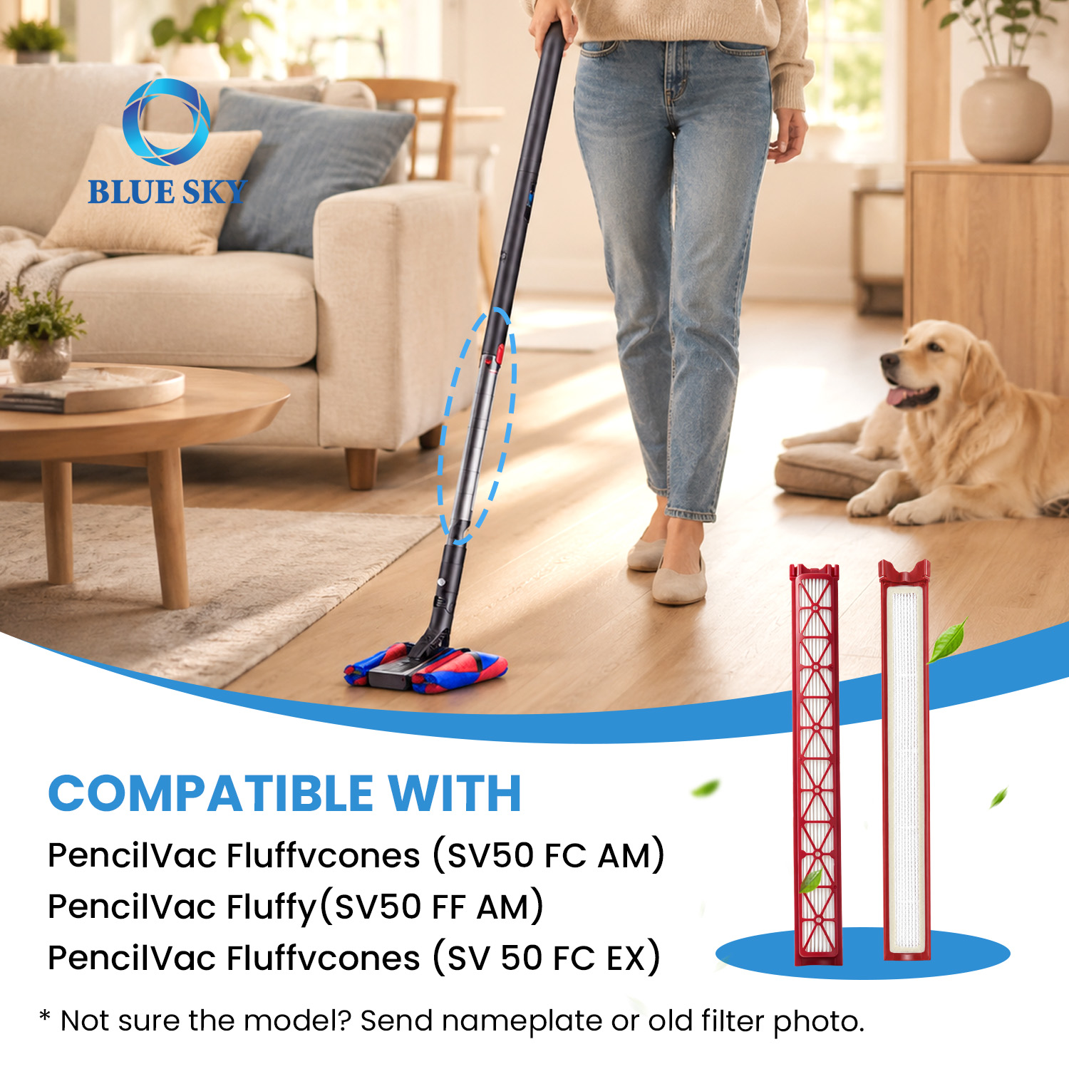 SV50 FC 真空过滤器与 Dysons PencilVac Fluffycones 无绳 吸尘器 零件兼容
