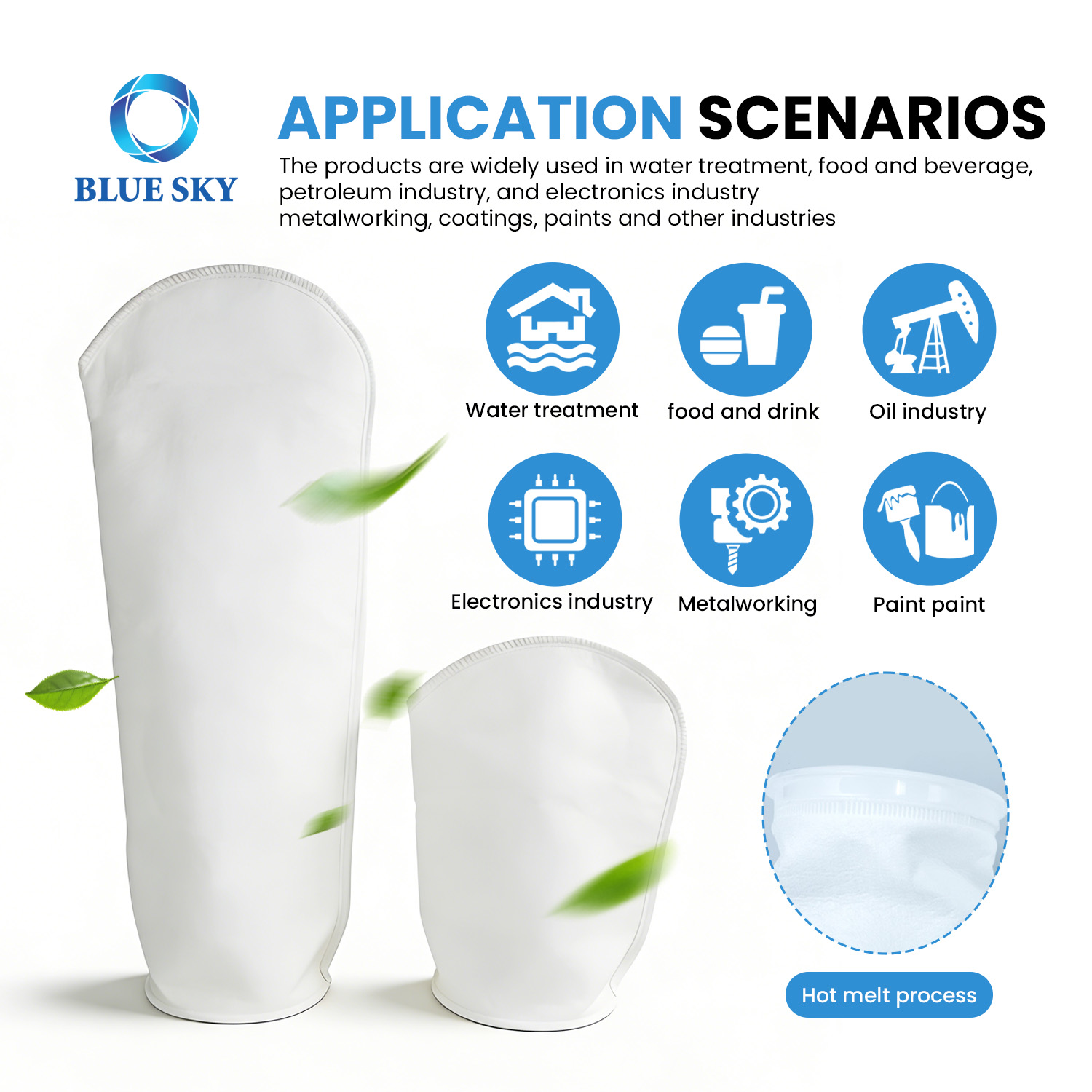 PP PE 液体过滤袋尺寸 1 和尺寸 2 - 工业过滤解决方案 1-200 微米