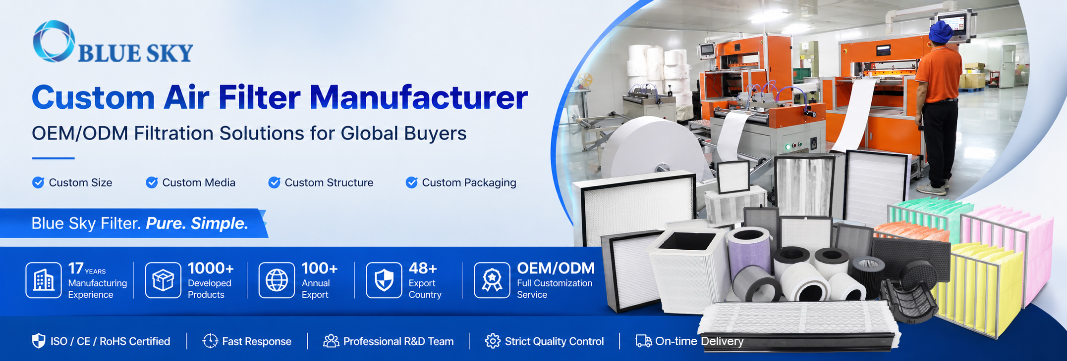 17 Years Experience Filter Manufacturer - Blue Sky Filter