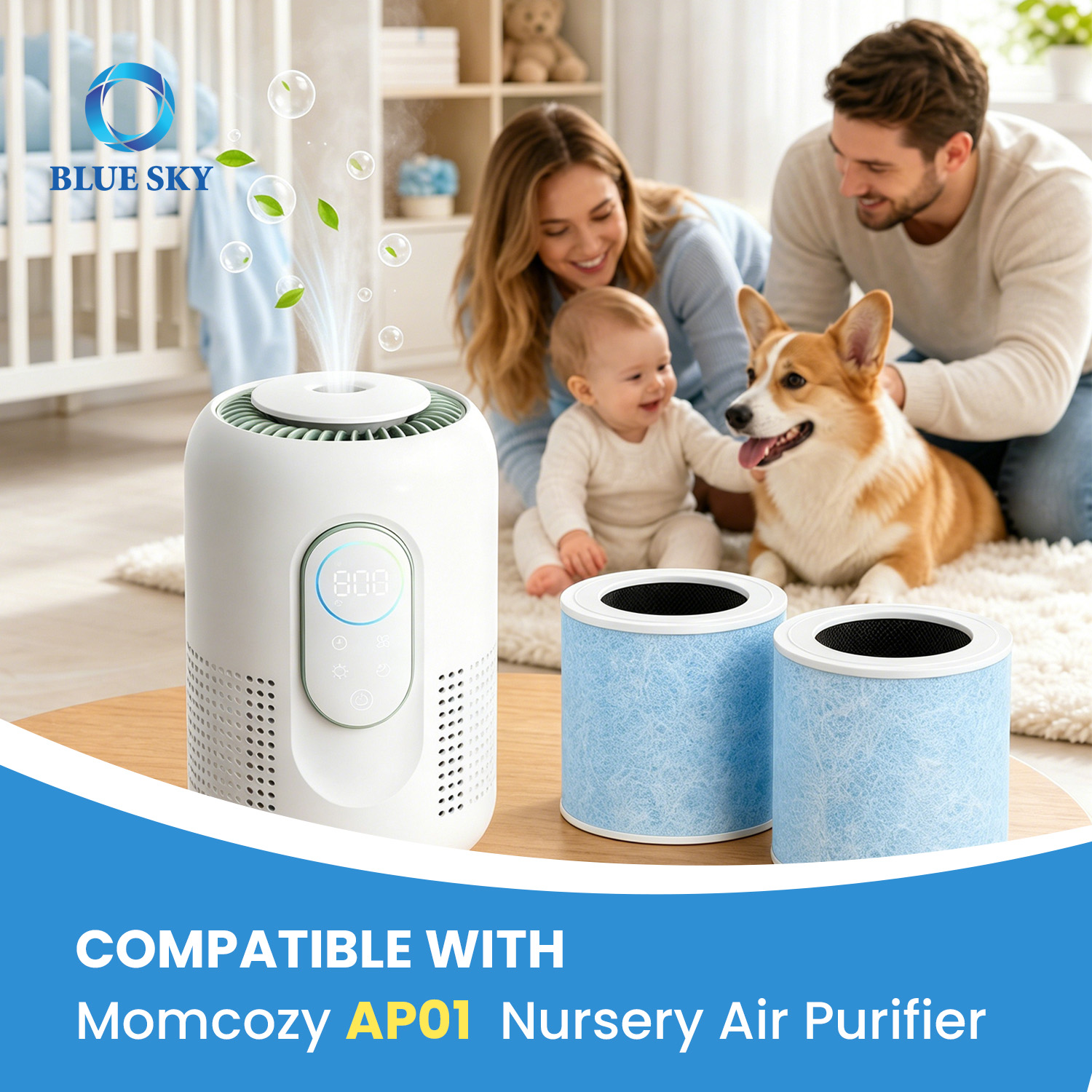 4 合 1 H13 HEPA 活性炭过滤网，兼容 Momcozy AP01 空气净化器