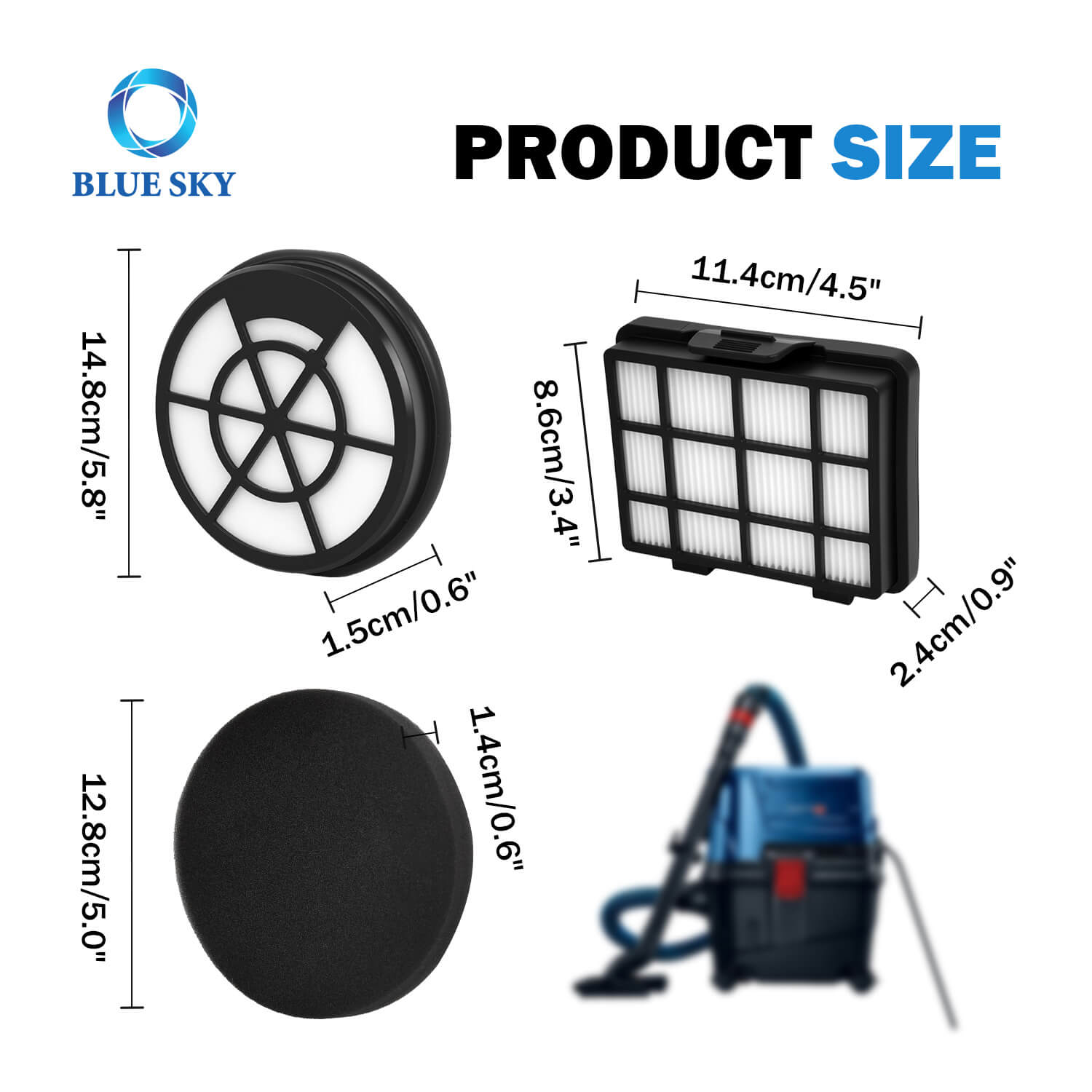 中国过滤器供应商，博世 BBZ152EF 系列 2 无袋 HEPA 泡沫过滤器更换件 吸尘器 BGC05 / BGS05
