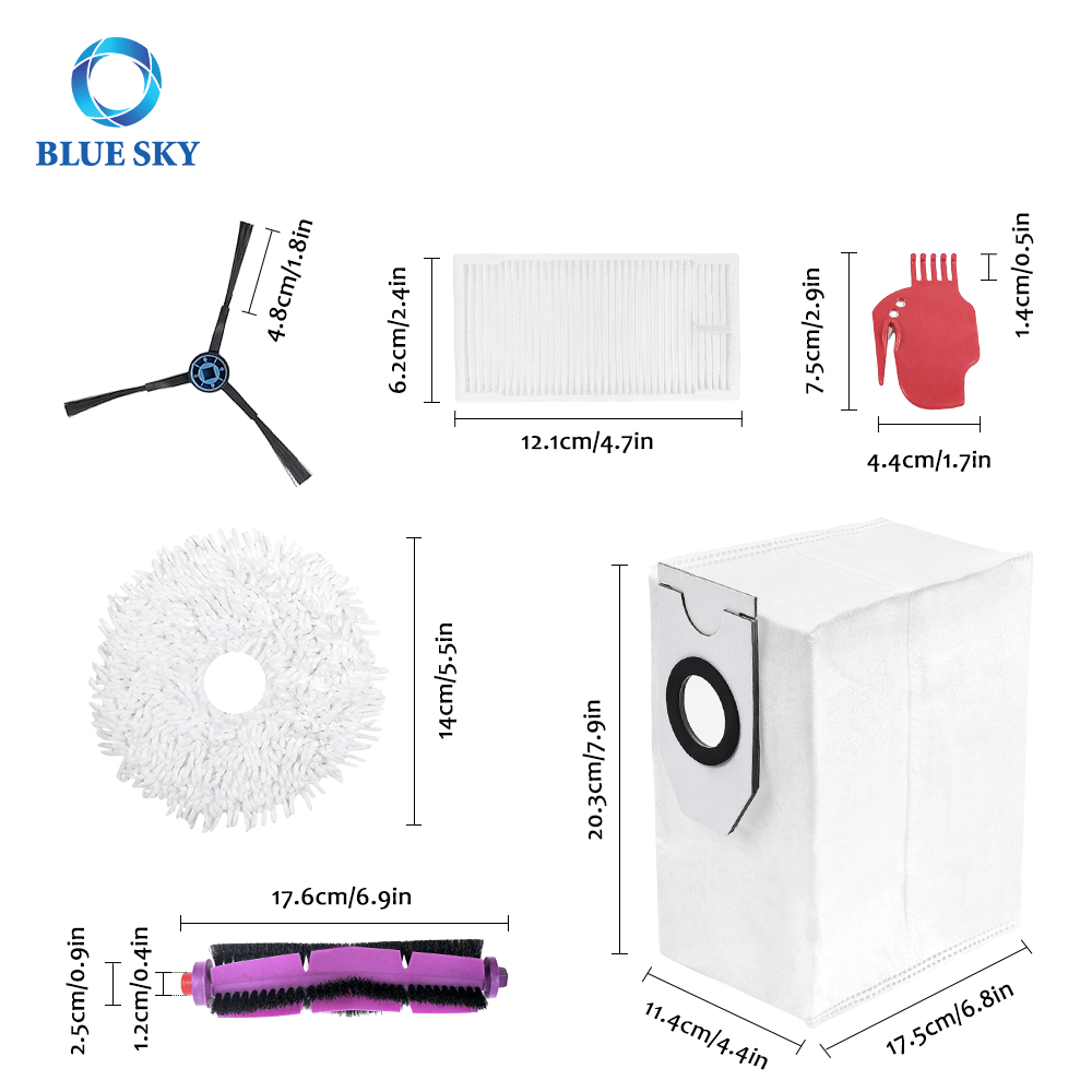吸尘器零件适用于美的 V12 V10 W11 机器人吸尘器滚刷边刷拖把布灰尘袋 HEPA 过滤器替换件
