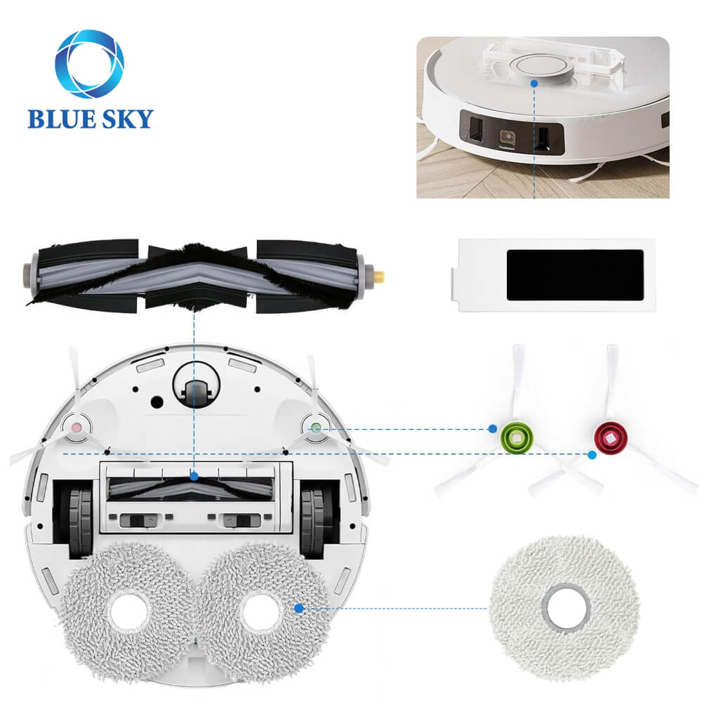 ECOVACS DEEBOT T20 OMNI / T20E OMNI机器人真空吸尘器的替换配件套件 - 滤清器，侧刷，拖把布，灰尘袋
