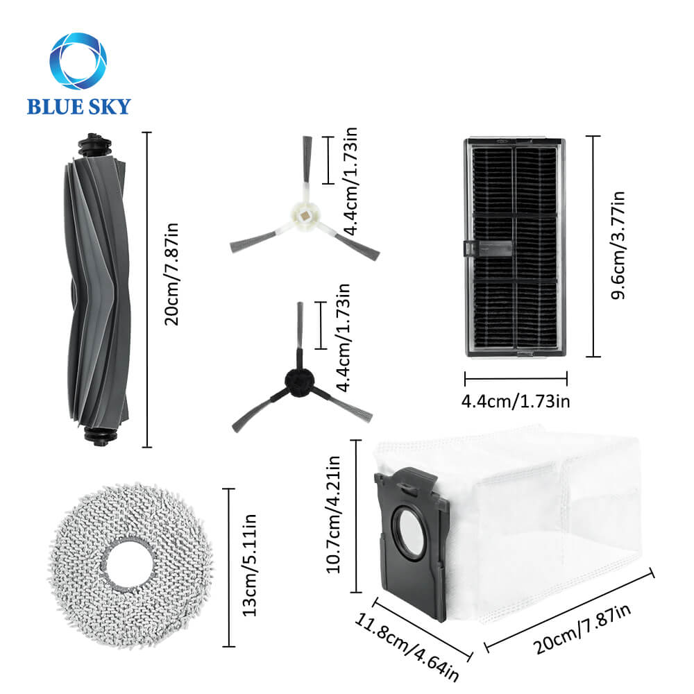 Dreame X30 Ultra/L10s Pro Heat Ultra Cleaner 机器人吸尘器替换零件套件、HEPA 过滤器、滚刷、边刷、防尘袋和拖把垫