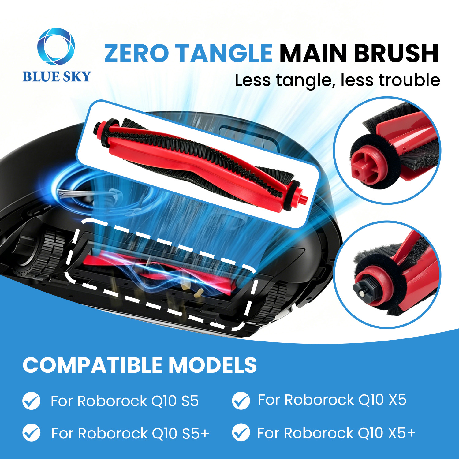 替换配件套件适合 Roborocks Q10 S5 / Q10 X5 扫地机器人s |主刷边刷过滤器
