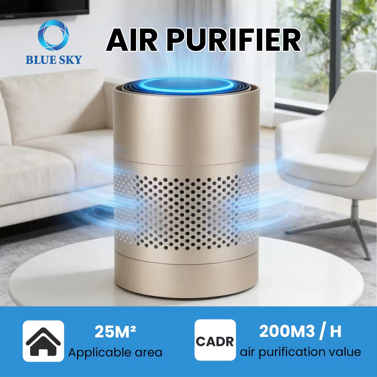 适用于家庭和办公室的 UV-C 空气净化器 - HEPA Air 吸尘器 带消毒功能