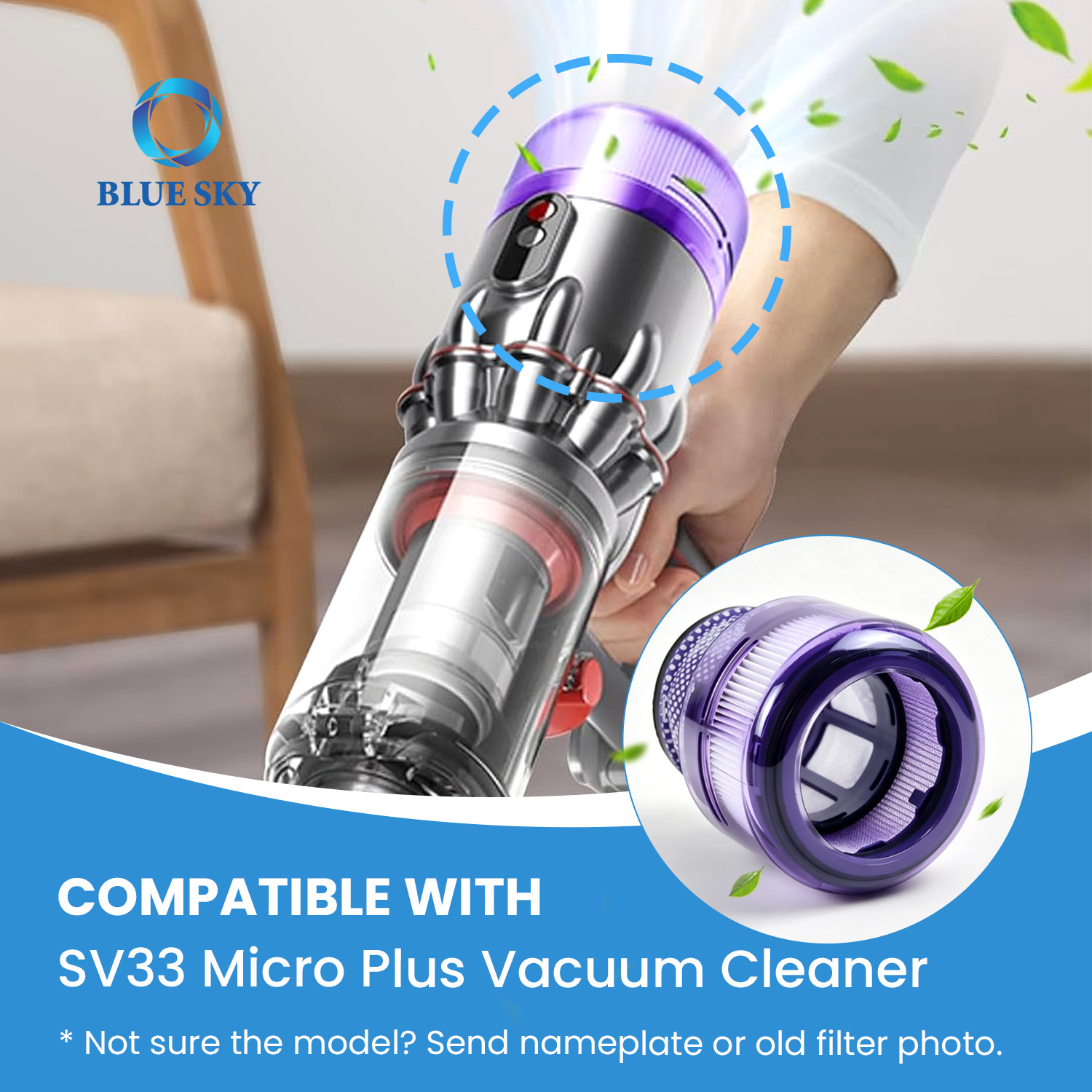 真空过滤器替换件适用于 Dysons SV33 Micro Plus / Micro Origin 零件 971178-01