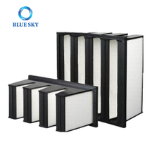 MERV 15 HEPA 过滤器塑料框架 4 V Bank 通风 HVAC 中央洁净室空气过滤器