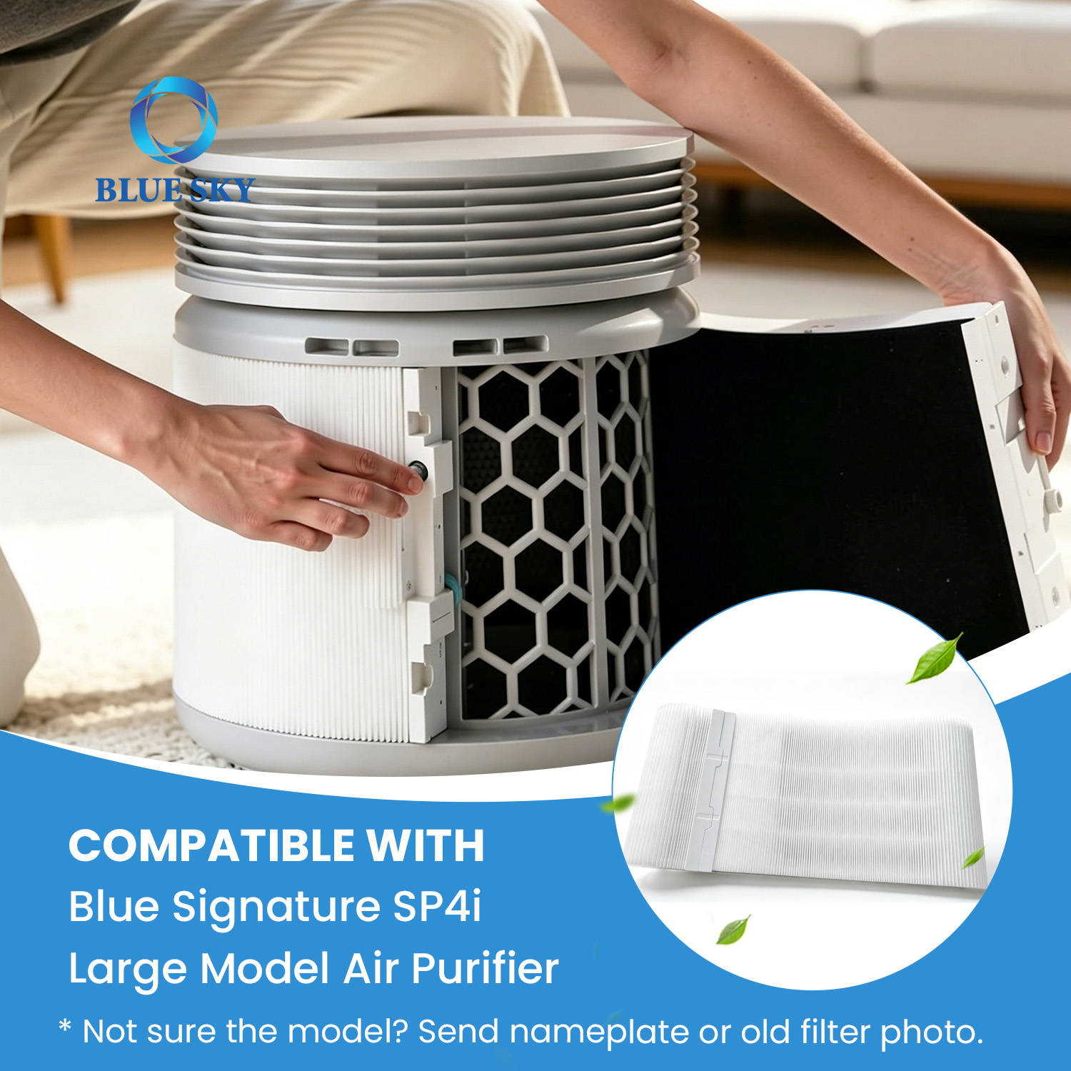 3 合 1 HEPA 活性炭 SP4i 替换过滤器适用于 Blueair Blue Signature 空气净化器
