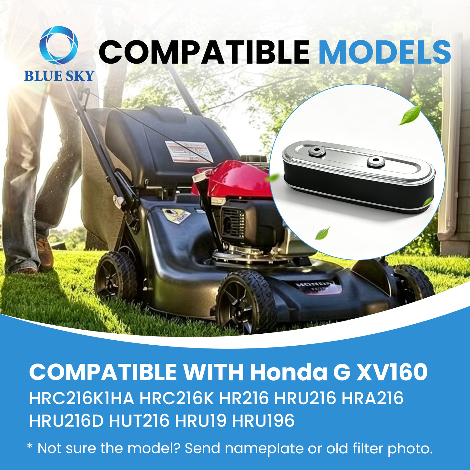 空气过滤器替换件适用于本田 GXV160UH2 HRC216K3 割草机发动机，替换 17210-Z1V-003 17211-ZE7-W03