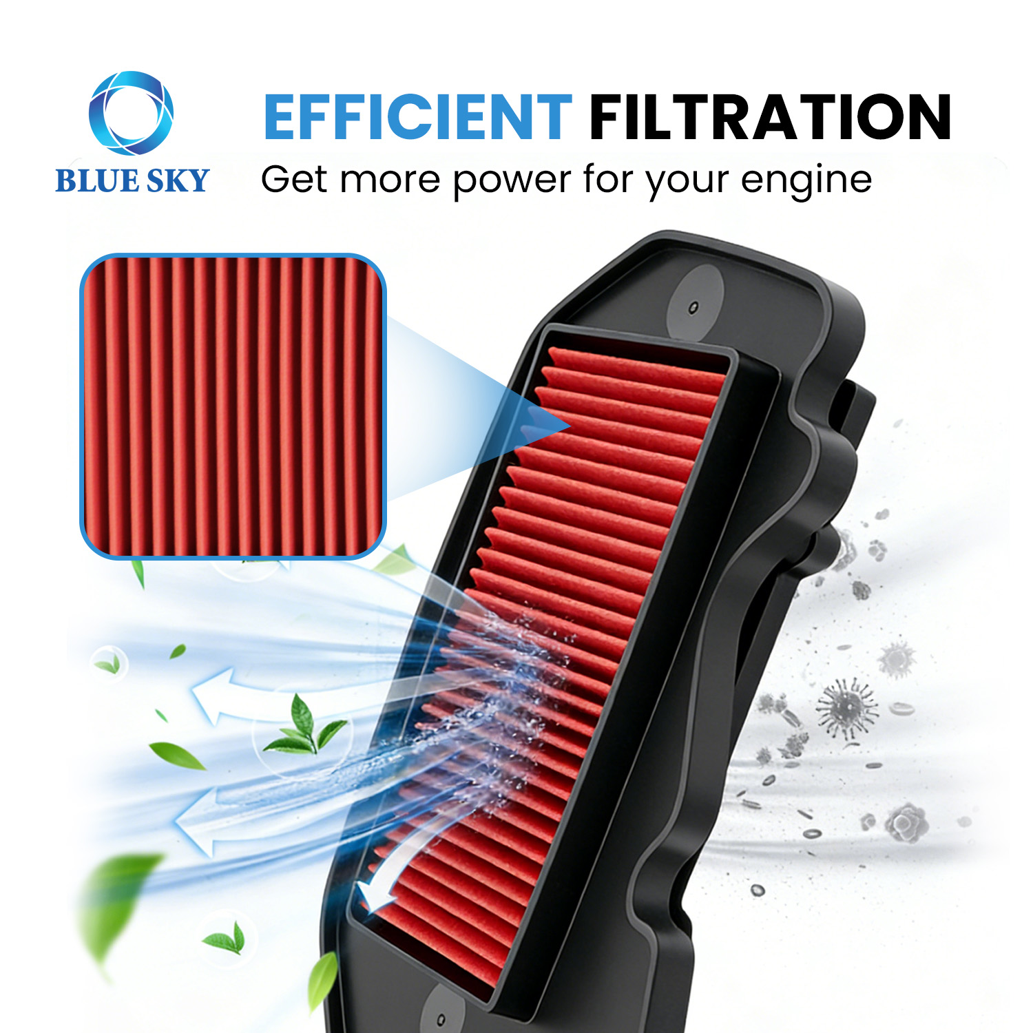 摩托车空气滤清器滤芯替换件适用于雅马哈 BWS 125 进气 吸尘器，高流量可清洗 OEM 定制