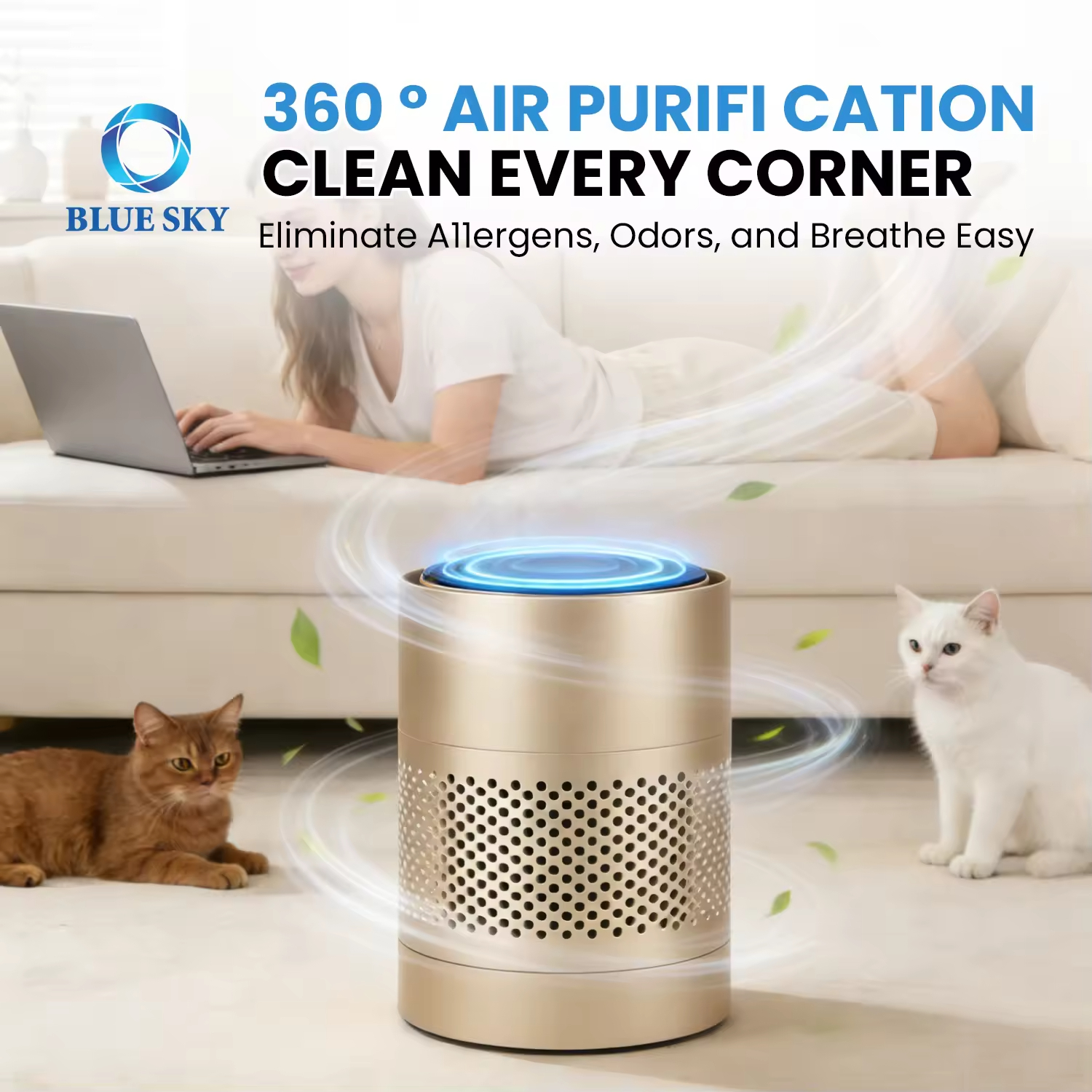 适用于家庭和办公室的 UV-C 空气净化器 - HEPA Air 吸尘器 带消毒功能