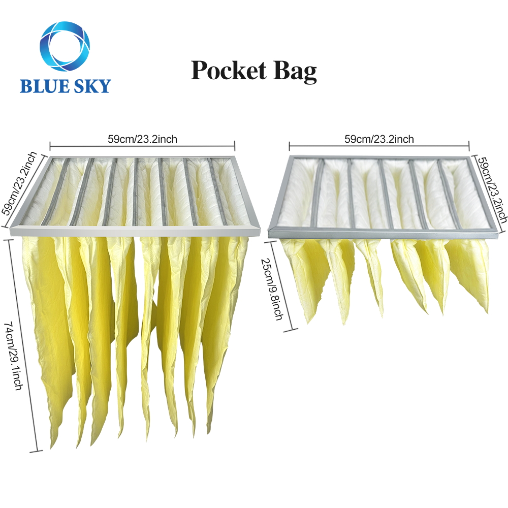 590*590mm 合成纤维袋式暖通空调过滤袋 F5 F6 F7F8