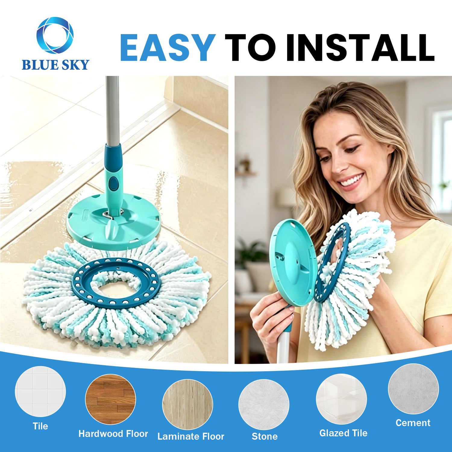 圆形超细纤维拖把头替换件适用于 Leifheit Clean Twist Disc Mop M - 2 纤维地板清洁拖把补充装可定制