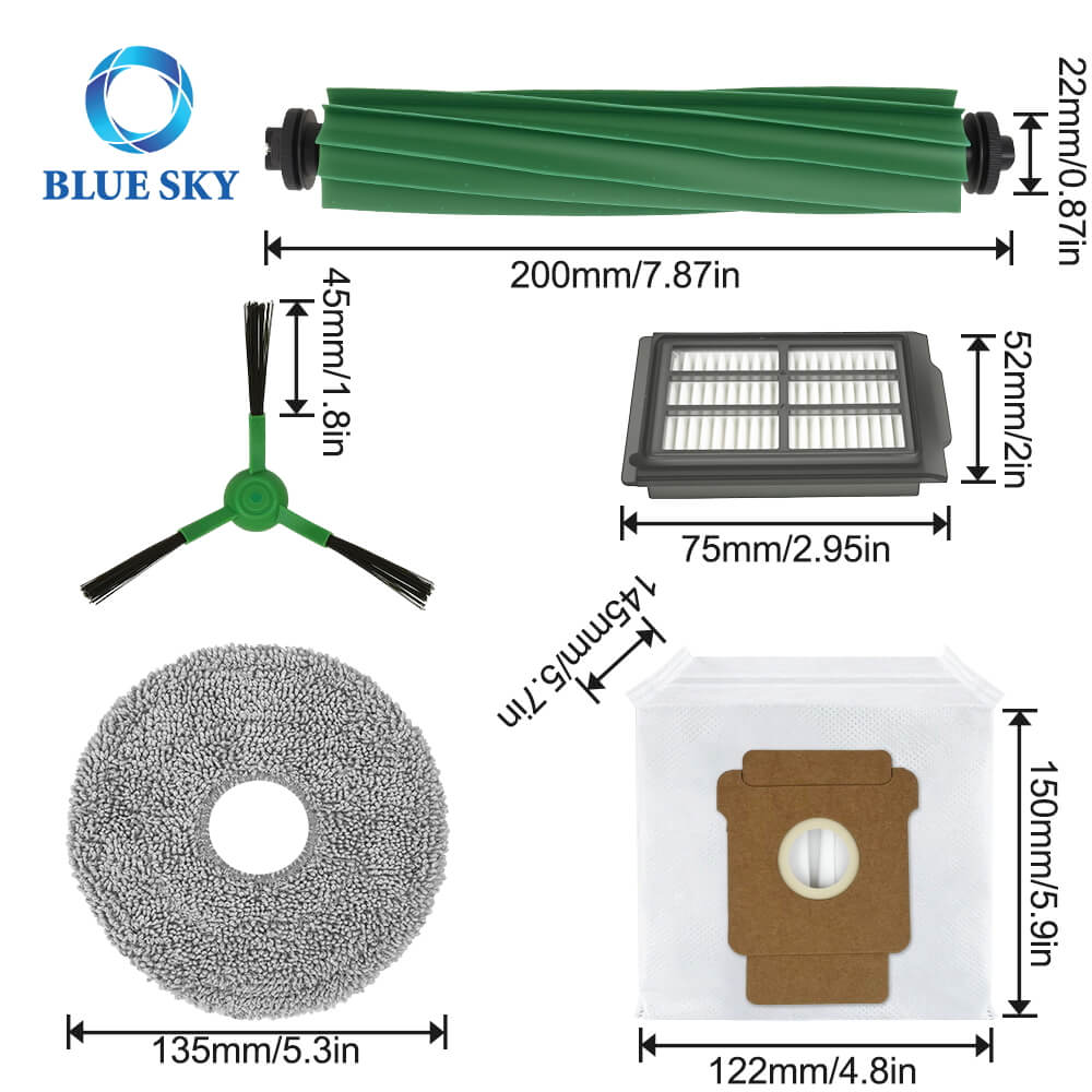 IROBOT ROOMBA 505/405组合的完整替换零件套件|包括辊刷，拖把垫，HEPA滤清器，侧刷，防尘袋